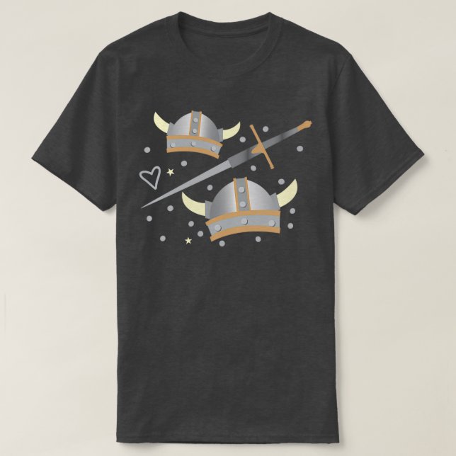 vikings helmet and sword pattern 2 T-Shirt (Design Front)