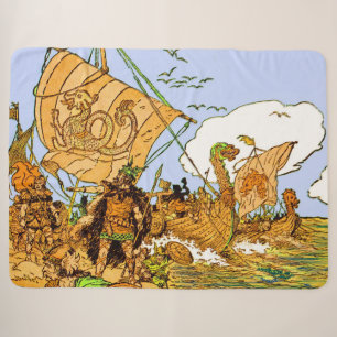 Vikings print sherpa blanket