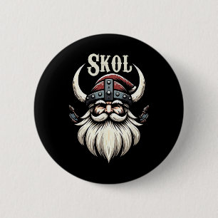 Vikings Santa Hat Christmas Pajama Cool Nordic Sca 6 Cm Round Badge