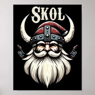 Vikings Santa Hat Christmas Pajama Cool Nordic Sca Poster