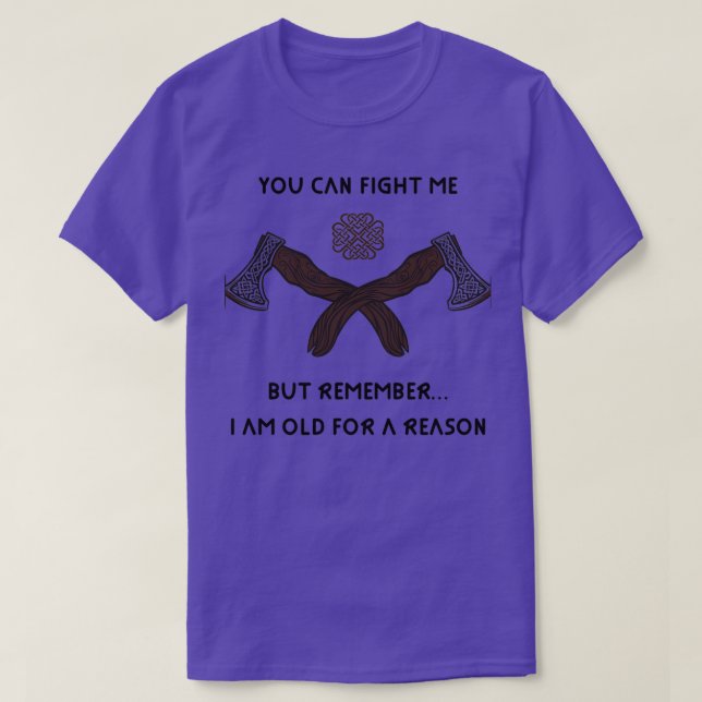 Vikings Warriors Valhalla Axe Fight old men T-Shirt (Design Front)
