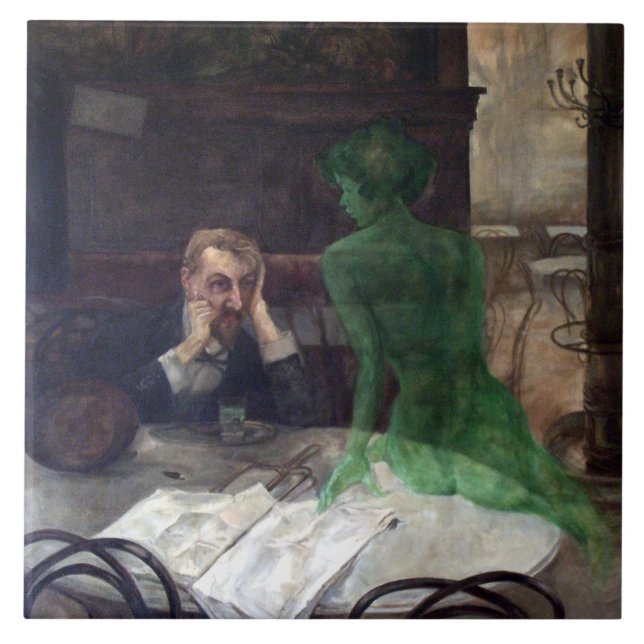 Viktor Oliva The Absinthe Drinker Poster Ceramic Tile (Front)