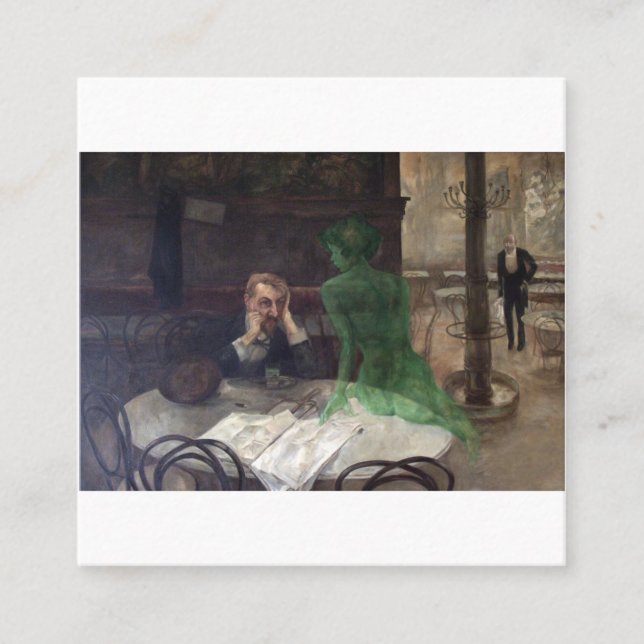 Viktor Oliva The Absinthe Drinker Square Business Card (Front)