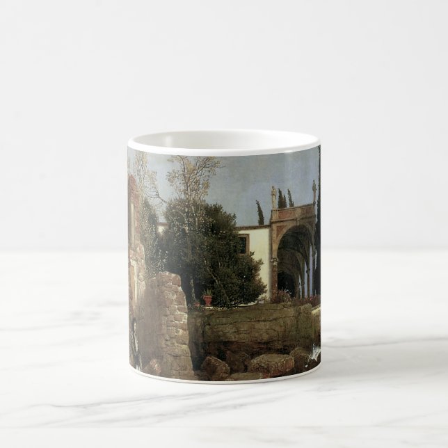 Villa By The Sea by Arnold Bocklin, Symbolism Art Coffee Mug (Center)