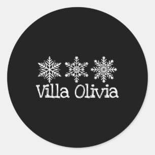 Villa Olivia Illinois Skier Skiing Ski Snowflakes Classic Round Sticker