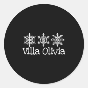 Villa Olivia Illinois Skier Skiing Ski Snowflakes Classic Round Sticker
