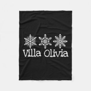 Villa Olivia Illinois Skier Skiing Ski Snowflakes Fleece Blanket