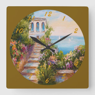 Villa on the Shore Fine Art Square Wall Clock