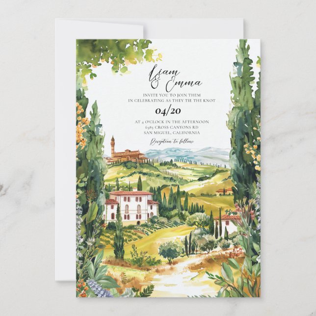 Villa Tuscany Italy Wedding Destination Invitation (Front)
