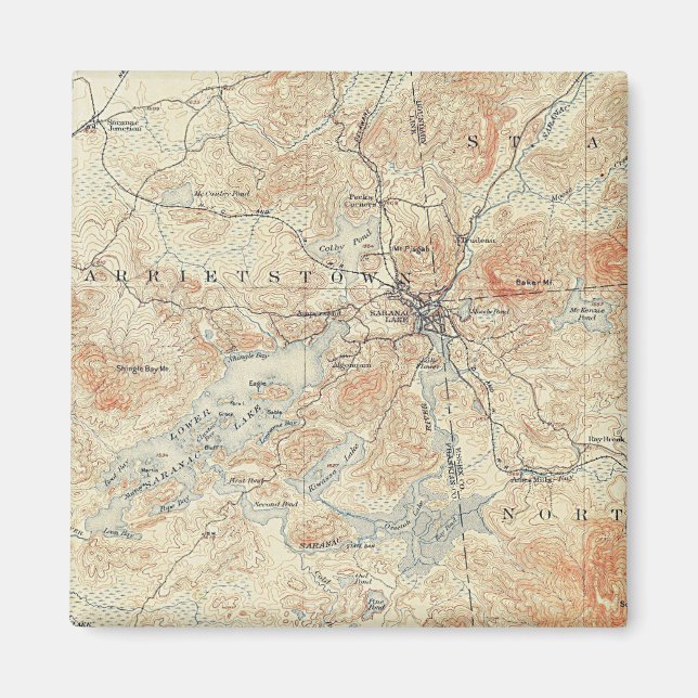 Village and area of Saranac Lake in Adirondacks Magnet (Front)