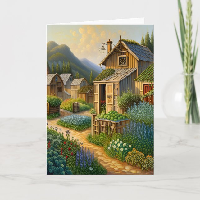 Village Art Greeting Card (Front)
