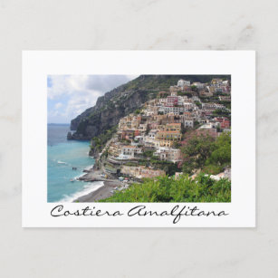 Village at the Amalfi coast white postcard