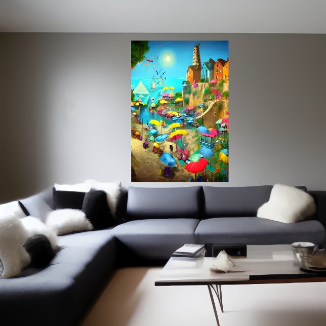 Village, beach, ocean | AI Art  Poster (Creator Uploaded)