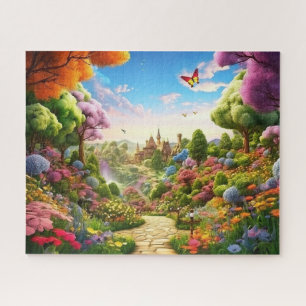 Village Beautiful Green Colourful Girly Spring Jigsaw Puzzle