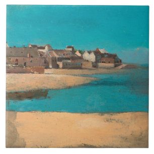Village by the Sea in Brittany by Odilon Redon Ceramic Tile