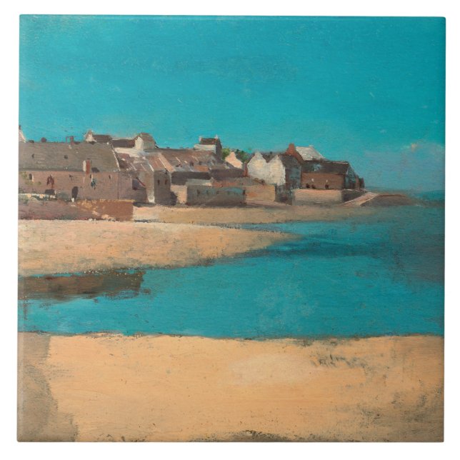 Village by the Sea in Brittany by Odilon Redon Ceramic Tile (Front)