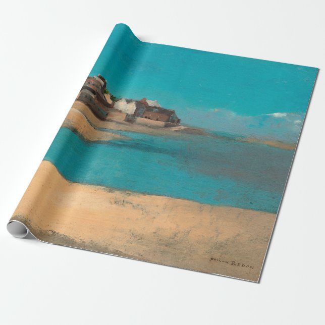 Village by the Sea in Brittany by Odilon Redon Wrapping Paper (Unrolled)