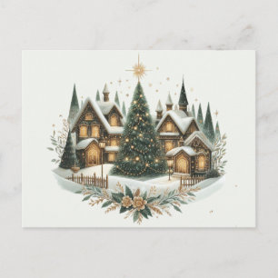 Village Christmas tree Postcard