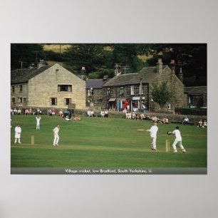 Village cricket, low Bradford, South Yorkshire, U. Poster