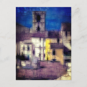Village digital effect of style "impression" holiday postcard