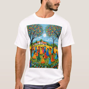 Village Gathering - Elders and Folktales in Gond A T-Shirt