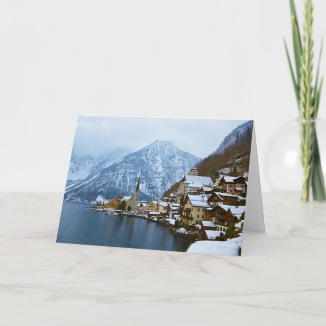 Village Hallstatt On The Lake - Salzburg Austria Holiday Card (Front)