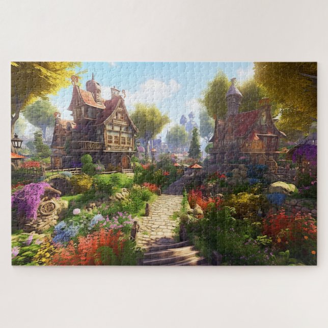 Village ilustration jigsaw puzzle (Horizontal)