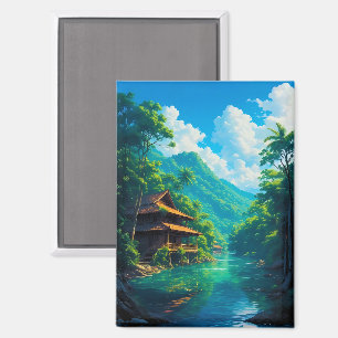 Village in Nature’s Embrace Magnet