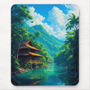 Village in Nature’s Embrace Mouse Pad
