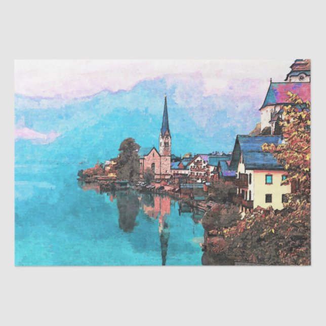Village Landscape 3 Wall Art Decoupage Tissue Paper (Front)