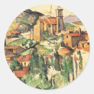 Village of Gardanne by Paul Cezanne, Vintage Art Classic Round Sticker