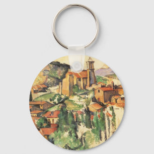 Village of Gardanne by Paul Cezanne, Vintage Art Key Ring
