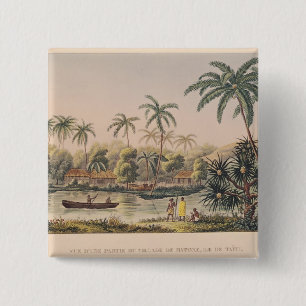 Village of Matavae, Tahiti 15 Cm Square Badge
