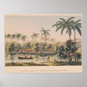 Village of Matavae, Tahiti Poster