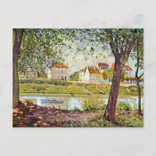 Village on the banks of the Seine by Alfred Sisley Postcard