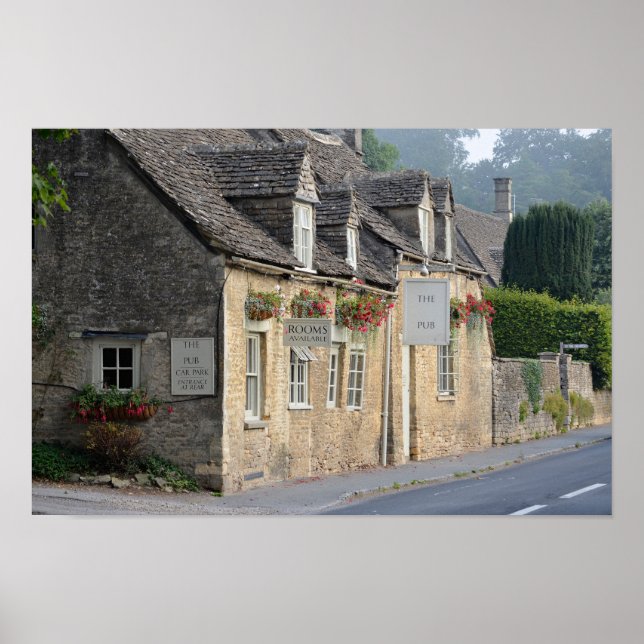 Village pub in the Cotswolds poster print (Front)