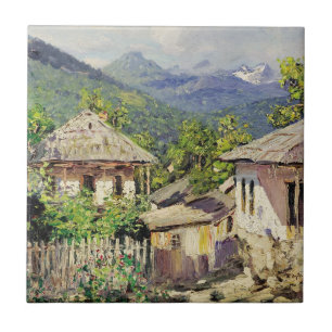 Village Scene by Dubovskoy, 1911 Ceramic Tile