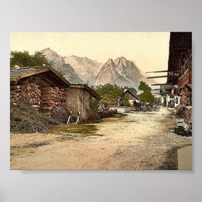 Village street, Garmisch, Upper Bavaria, Germany c Poster (Front)