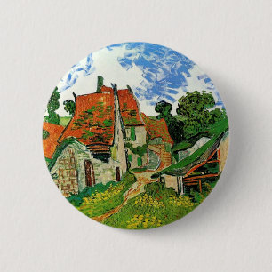 Village Street in Auvers by Vincent Van Gogh 6 Cm Round Badge