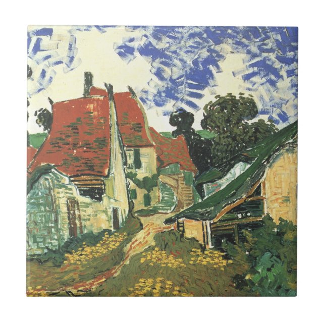 Village Street in Auvers by Vincent van Gogh Ceramic Tile (Front)