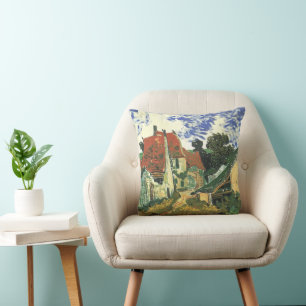 Village Street in Auvers by Vincent van Gogh Cushion
