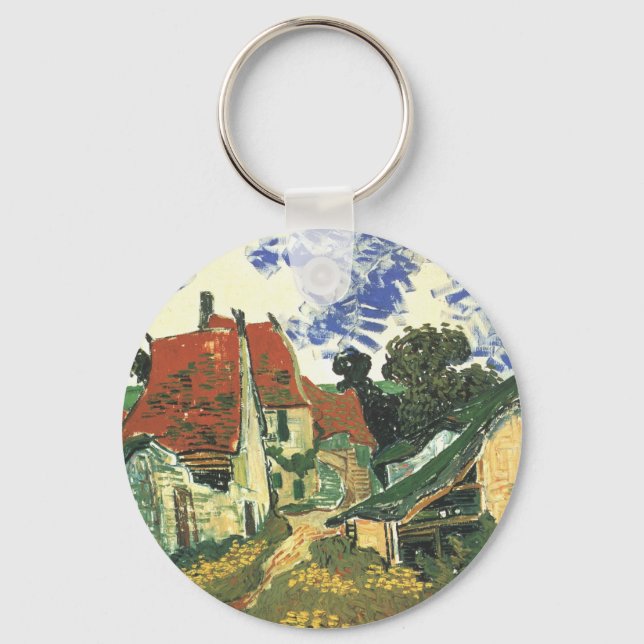 Village Street in Auvers by Vincent van Gogh Key Ring (Front)
