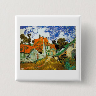 Village street in Auvers, Vincent van Gogh 15 Cm Square Badge