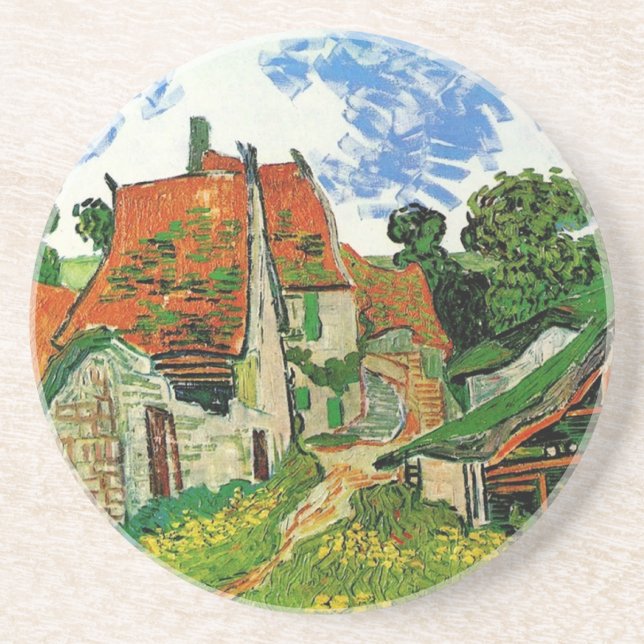 Village Street in Auvers, Vincent van Gogh Coaster (Front)
