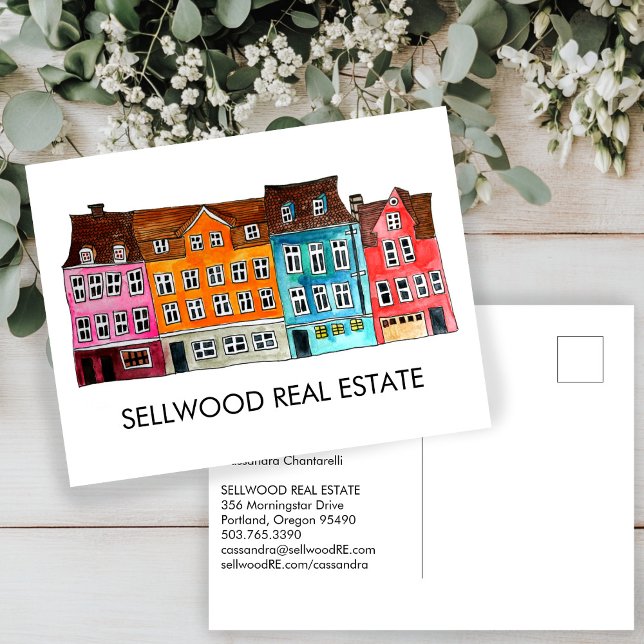 Village Watercolor Real Estate Broker Agent Leasin Postcard (Village Watercolor Real Estate Broker Agent Leasing Marketing Materials Postcard
)