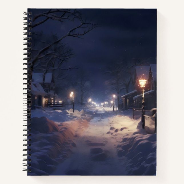 Village Winter Night Notebook (Front)