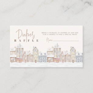 Village Winter Snow Diaper Raffle Baby Shower Game Enclosure Card