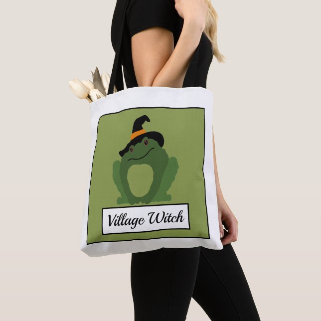 Village Witch, Toad Tote Bag (Close Up)
