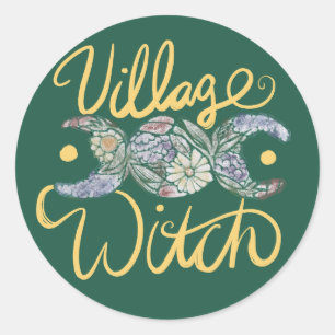 Village Witch Triple Moon Goddess Symbol           Classic Round Sticker