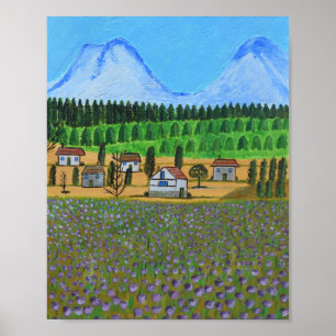 Village with the Tatra Mountains in the background Poster